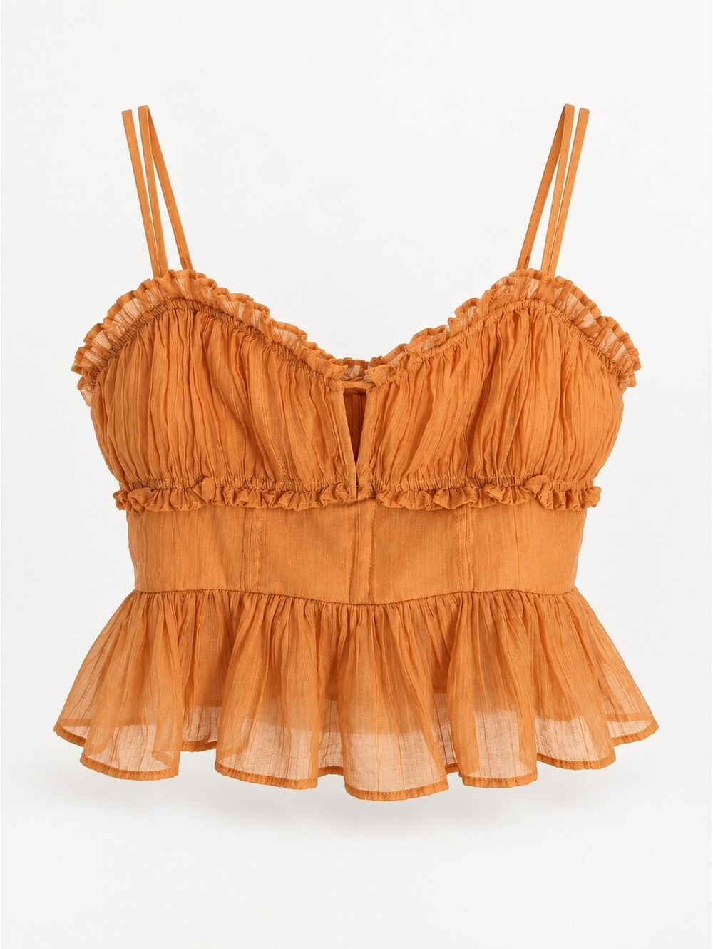 ASTR The Label Sylvan Top Women’s M Papaya Ruffle Peplum Bustier Cami